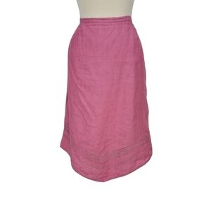 Willi Smith Pointed Hi Lo Hem Pink Linen Skirt